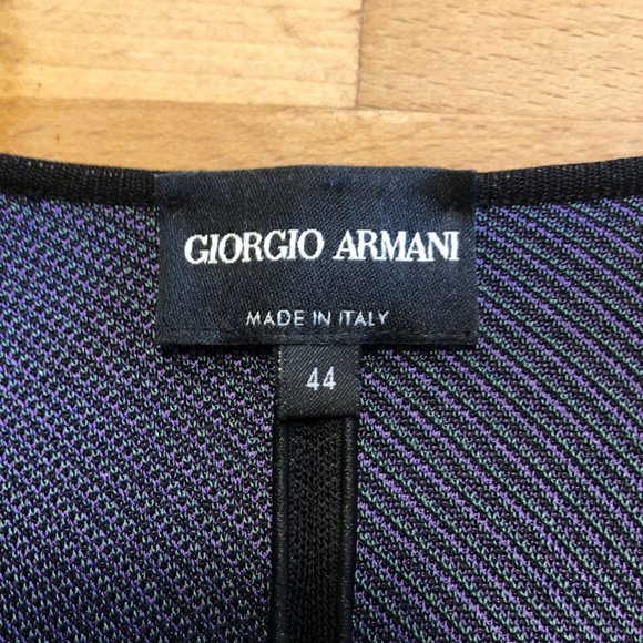 Giorgio Armani Women's Size 44 Knit Colorblock Zip Black Purple Green Jacket - Picture 3 of 13